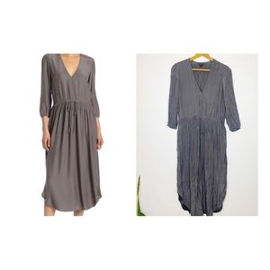 James Perse Silk MIDI dress Sz 1 Small gray charmeuse